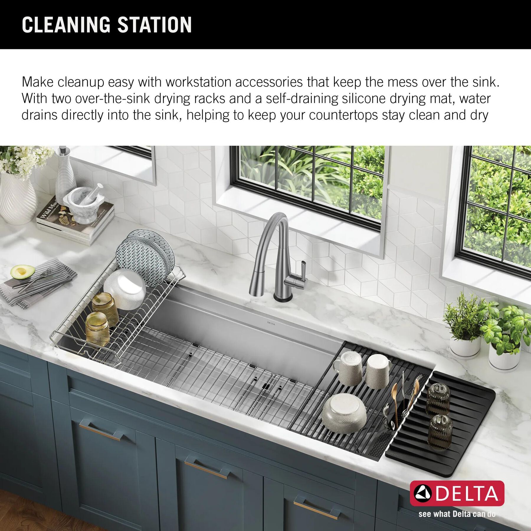 45&rdquo; Workstation Undermount Single Bowl 16 Gauge Stainless Steel Kitchen Sink with 2-Tier&nbsp;WorkFlow&trade; Ledge and Accessories